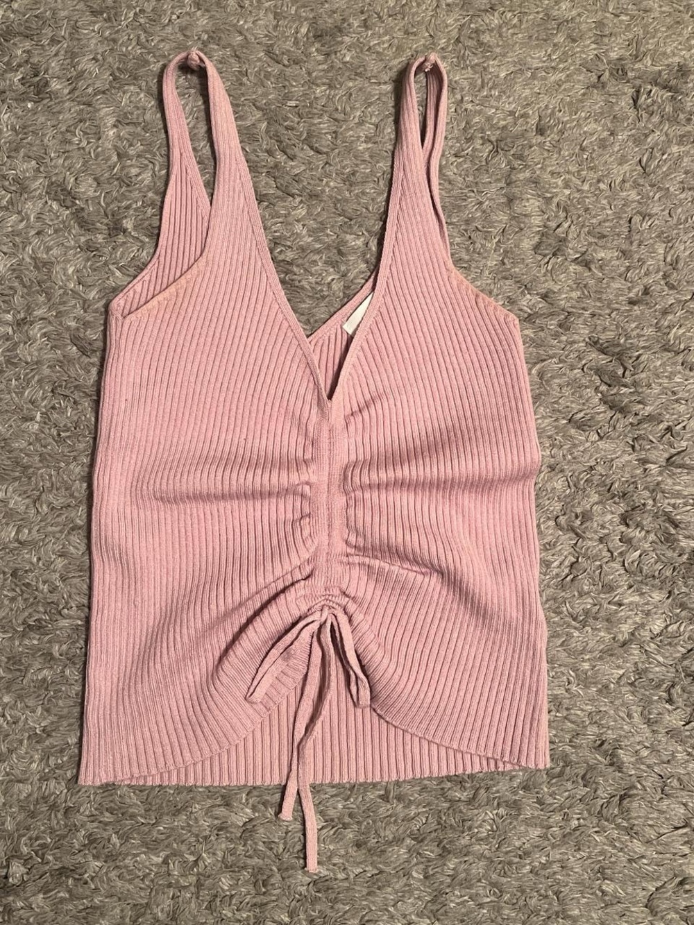 LUNA IVY Ruched Ribbed Tank Top in Pink Size S Like New
